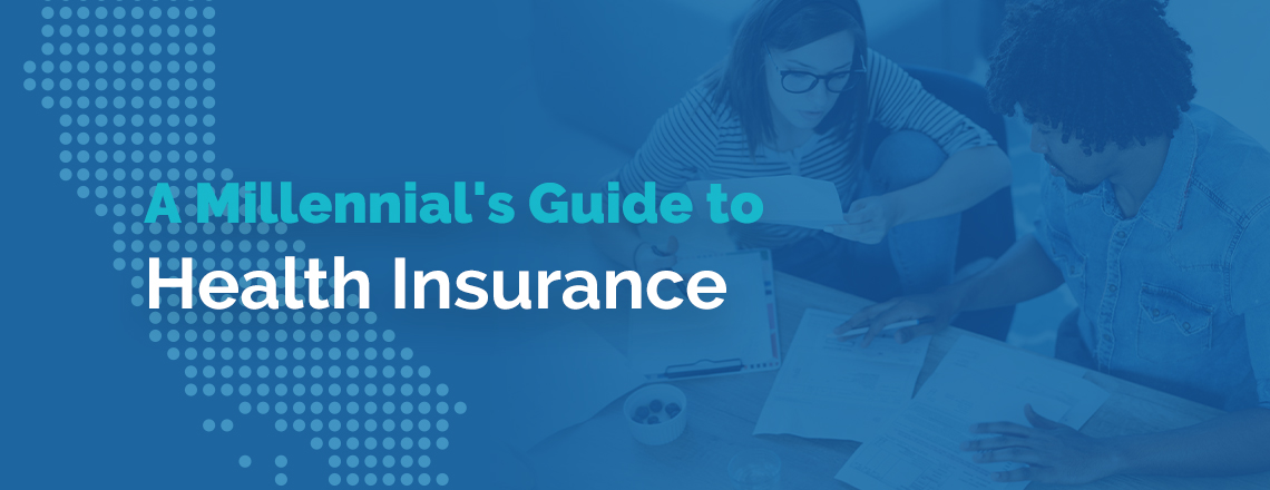 millennials guide to health insurance is shown on blue background