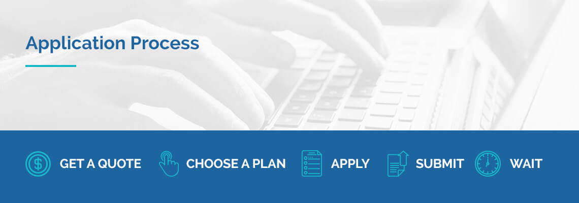 person typing on laptop with the words application process below them