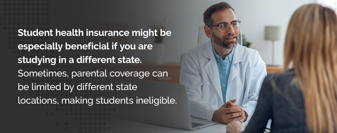 doctor is talking to woman about student health insurance