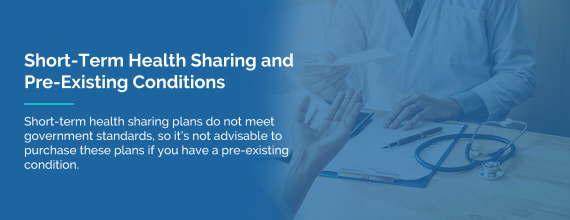 short-term health sharing plans and pre-existing conditions for health insurance
