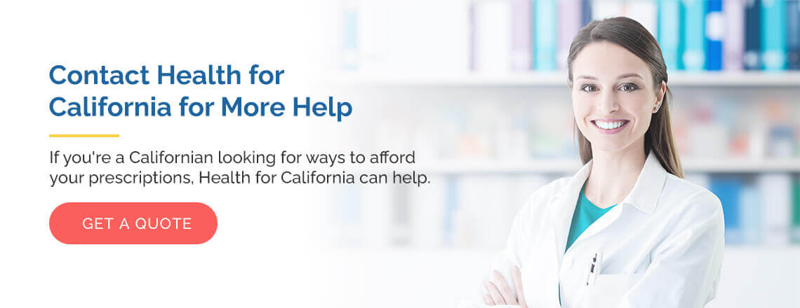 woman in lab coat is smiling in front of sign that says contact health for californifor more help