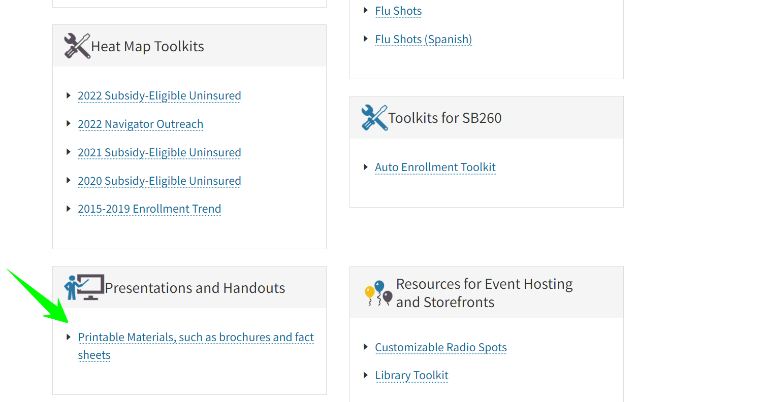 screenshot of the heat map toolkits page