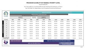 table showing the program eligibility by federal poverty level 
